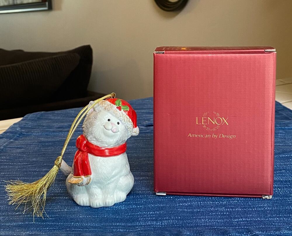 Lenox American by Design Fat Cat Christmas Ornament #828423 3.5" w/ Box 87B